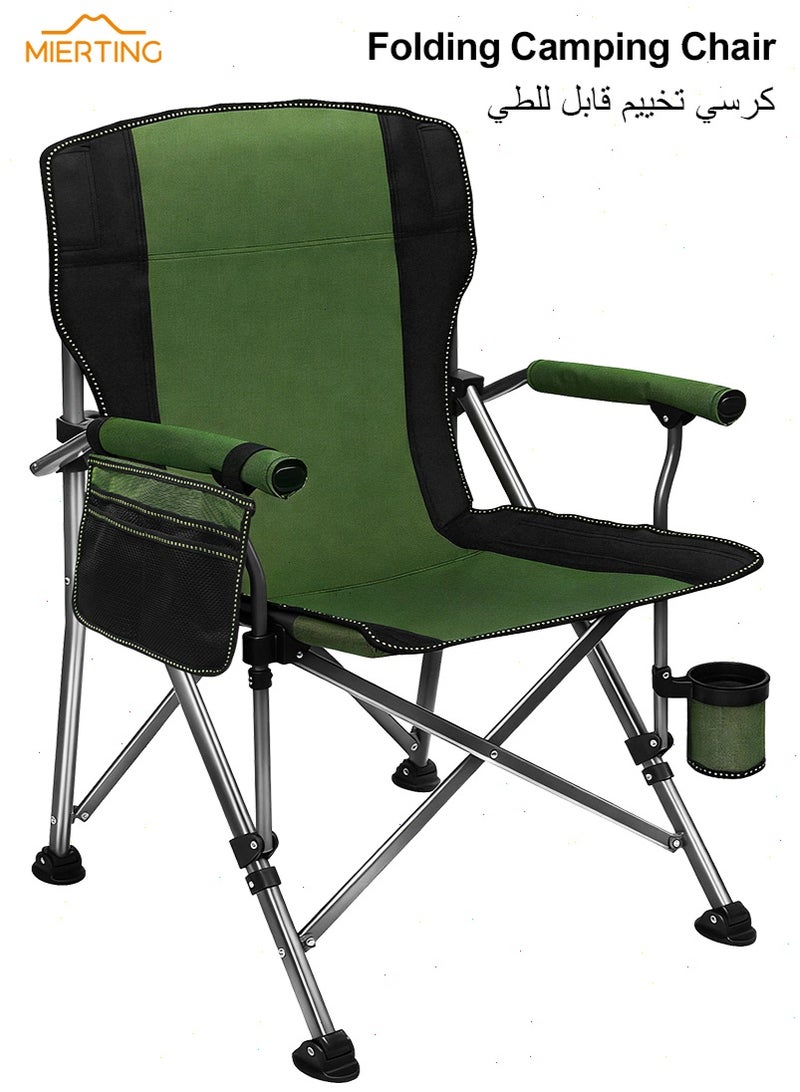 mierting Folding Camping Chair Outdoor Highback Camping Chair with 180KG Capacity Steel Frame, Portable & Heavy Duty with Cup Holder and Carry Bag, Lawn Chair for Picnic, Beach, Travel - Image 1